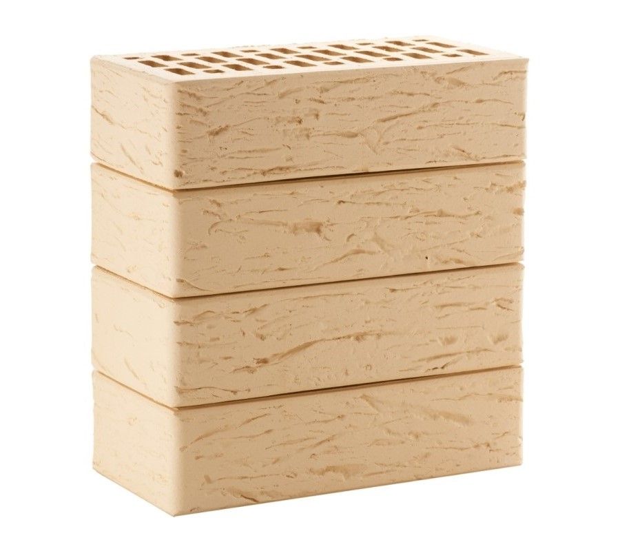 Кирпич облицовочный ЛСР бежевый рустик одинарный, 250х120х65 мм