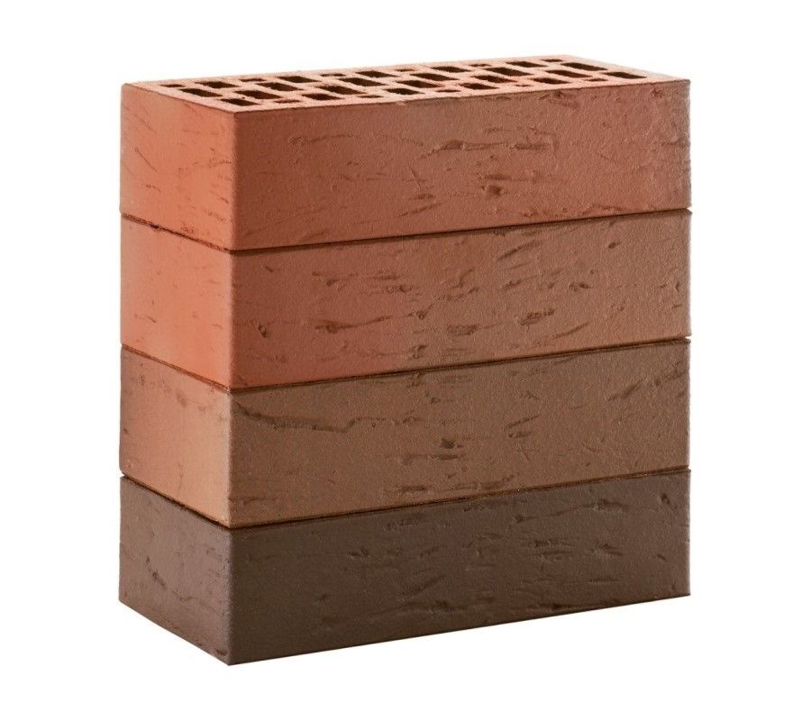 Кирпич облицовочный ЛСР красный флэш рустик одинарный, 250х120х65 мм