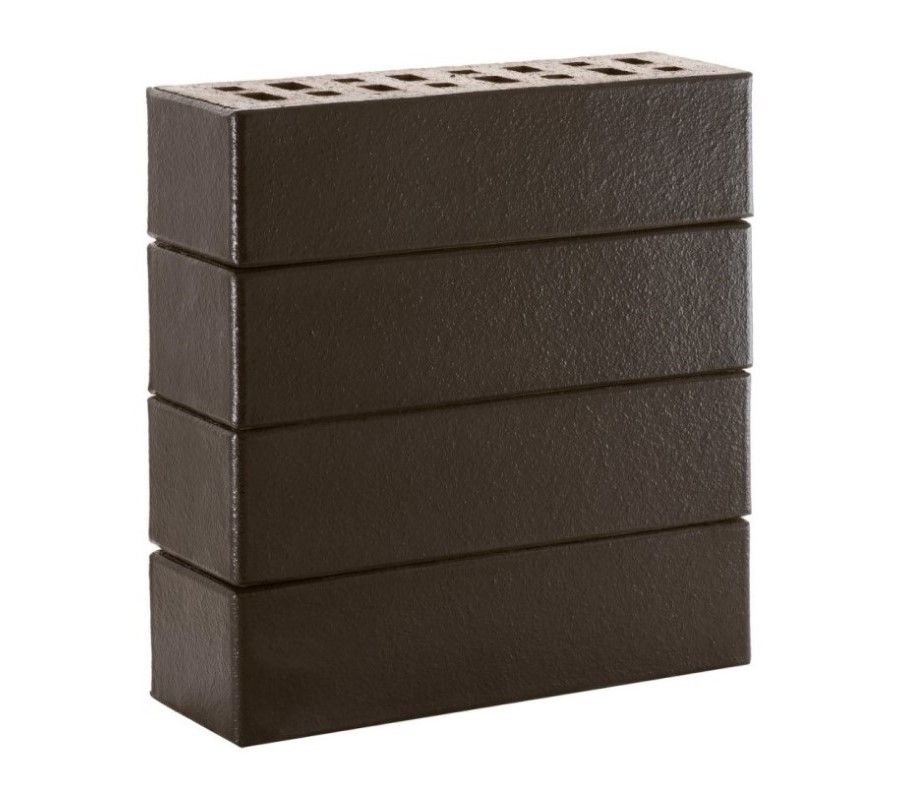 Кирпич клинкерный ЛСР черный «Рейкьявик» глянцевый, 250х85х65 мм