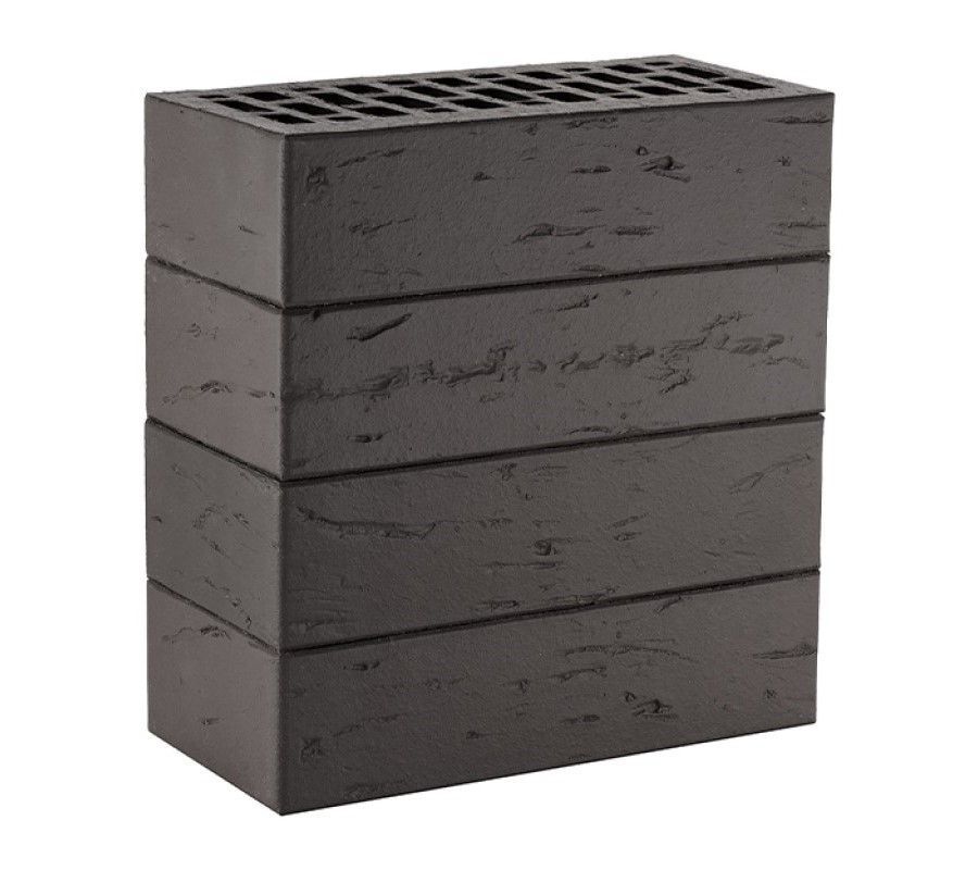 Кирпич облицовочный ЛСР графитовый рустик одинарный, 250х120х65 мм