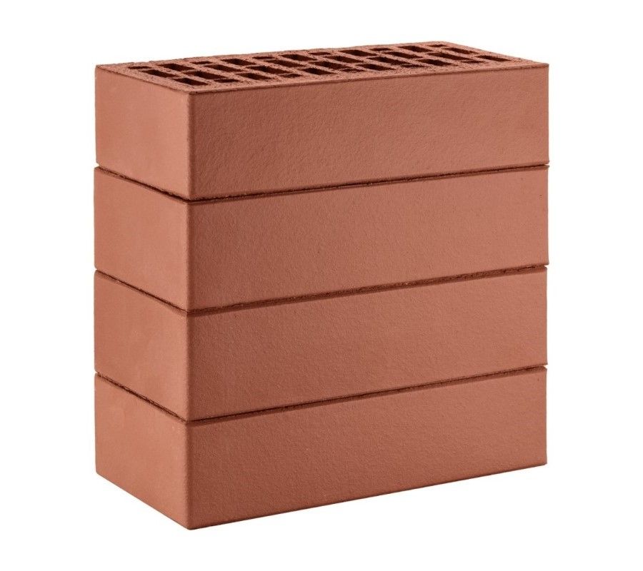 Кирпич облицовочный ЛСР темно-красный гладкий одинарный, 250х120х65 мм