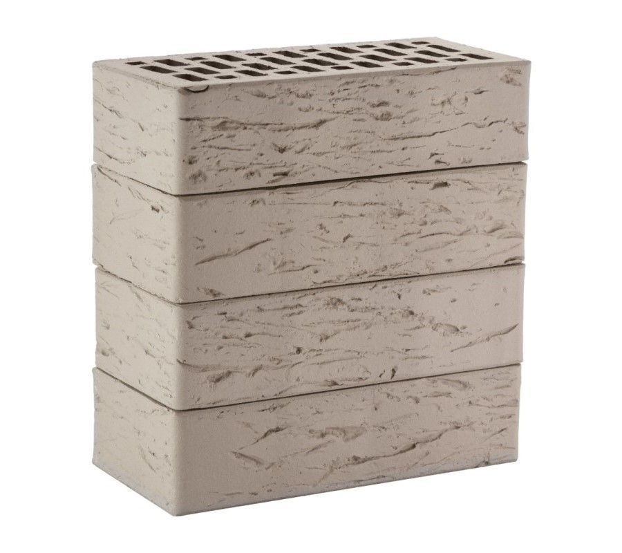 Кирпич облицовочный ЛСР серый рустик одинарный, 250х120х65 мм