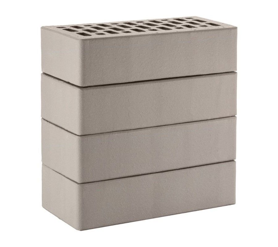 Кирпич облицовочный ЛСР серый гладкий одинарный, 250х120х65 мм