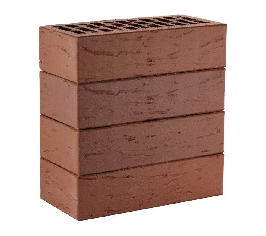 Кирпич облицовочный ЛСР коричневый рустик одинарный, 250х120х65 мм
