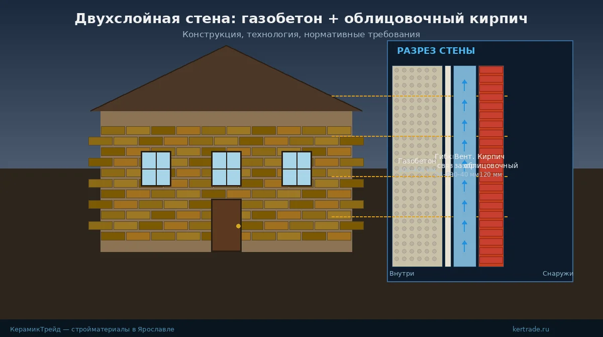 Газобетон с облицовкой кирпичом: технология строительства стен