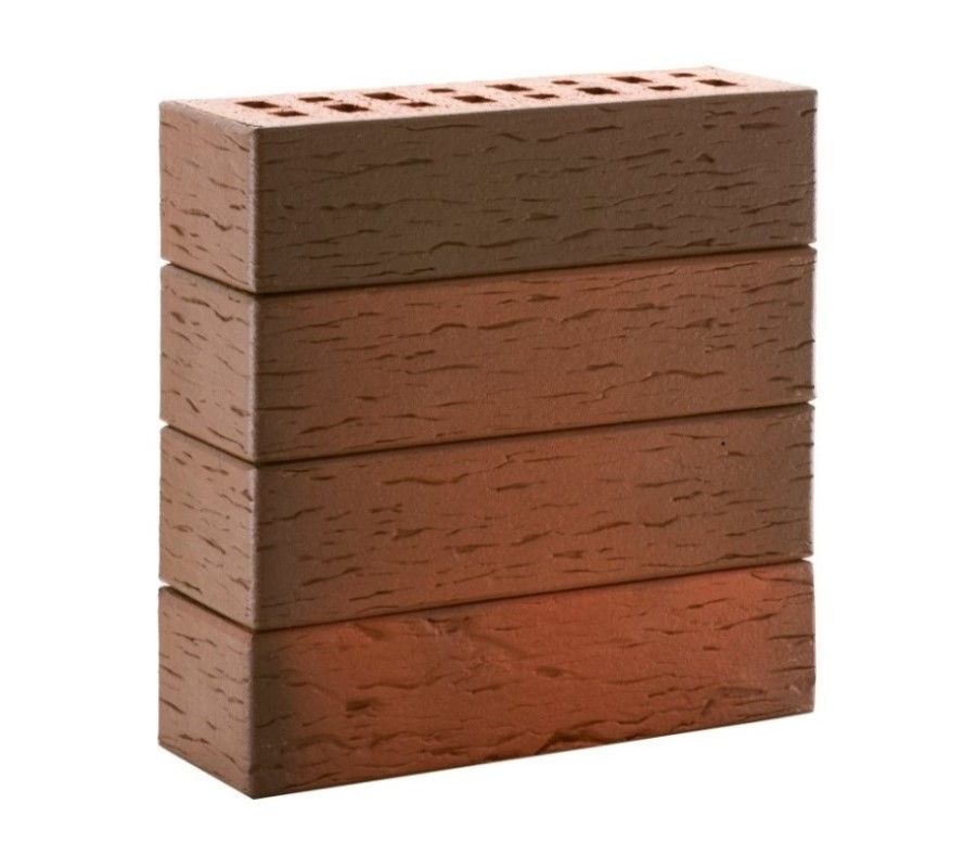 Кирпич клинкерный ЛСР красный флэш «Ноттингем» береста, 250х85х65 мм