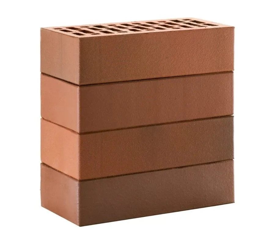 Кирпич облицовочный ЛСР красный флэш темный гладкий одинарный, 250х120х65 мм