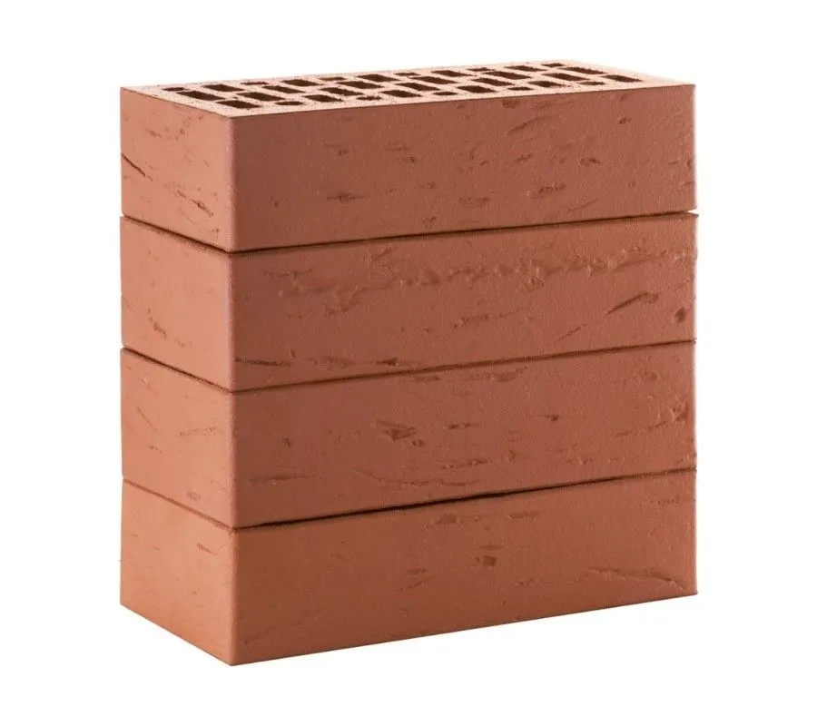 Кирпич облицовочный ЛСР темно-красный рустик одинарный, 250х120х65 мм