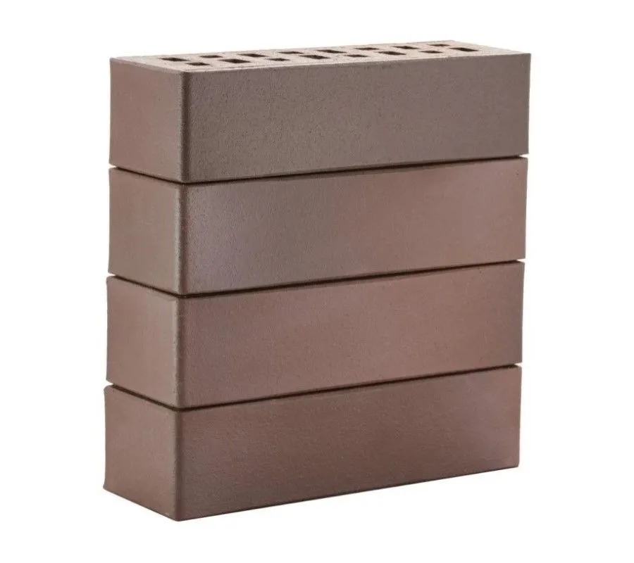 Кирпич клинкерный ЛСР темно-терракотовый флэш «Брюгге» гладкий, 250х85х65 мм