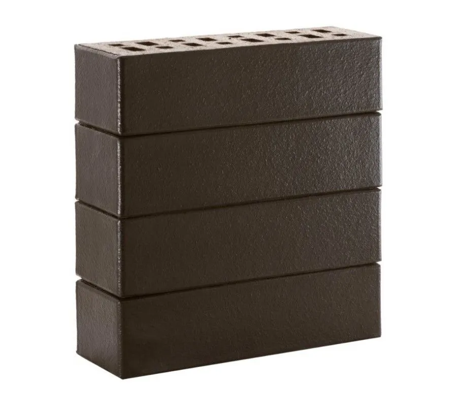 Кирпич клинкерный ЛСР черный «Рейкьявик» глянцевый, 250х85х65 мм