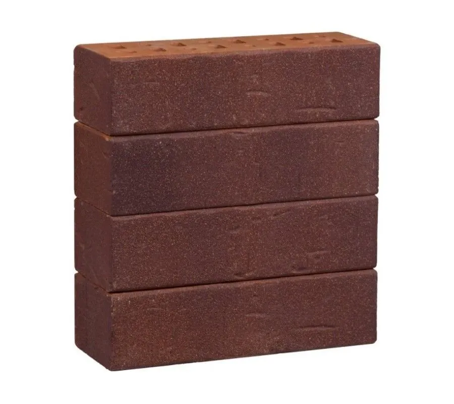Кирпич клинкерный ЛСР темно-красный с песком «Порту» винтаж, 250х85х65 мм
