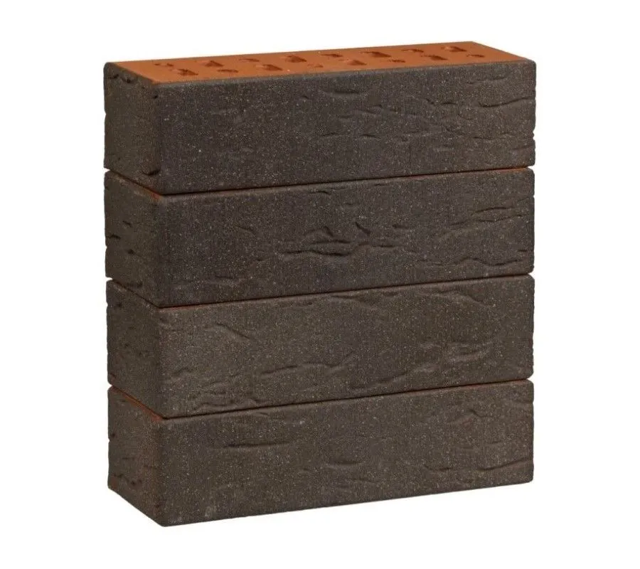 Кирпич клинкерный ЛСР темно-красный с песком «Лиссабон» винтаж, 250х85х65 мм