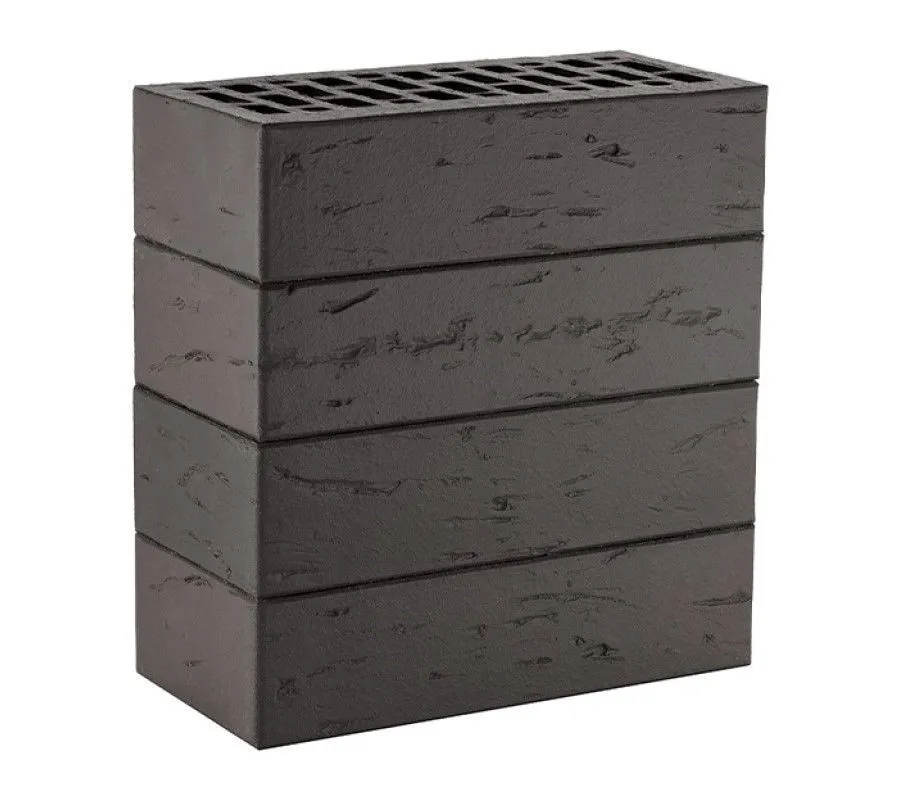 Кирпич облицовочный ЛСР графитовый рустик одинарный, 250х120х65 мм