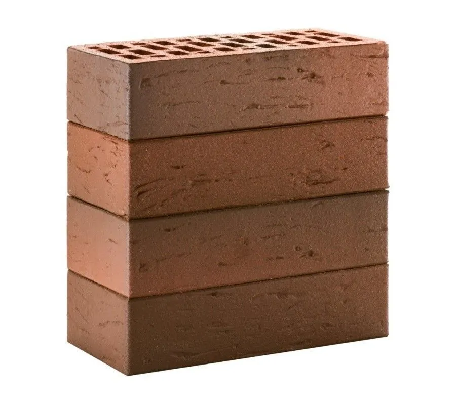 Кирпич облицовочный ЛСР красный флэш темный рустик одинарный, 250х120х65 мм