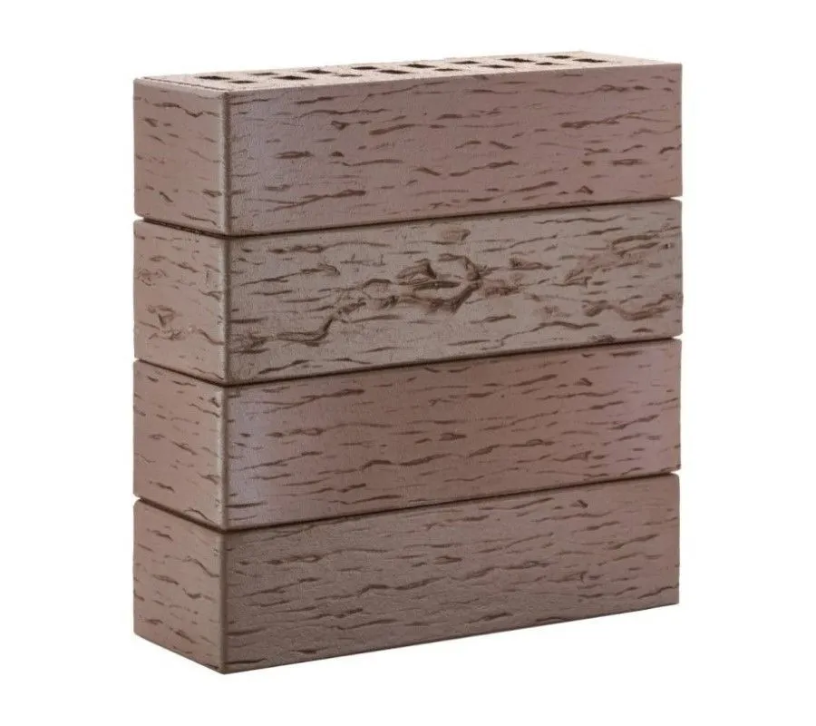 Кирпич клинкерный ЛСР темно-терракотовый флэш «Брюгге» береста, 250х85х65 мм