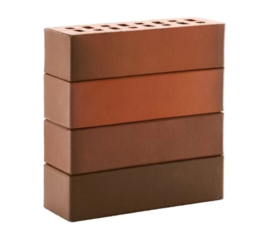 Кирпич клинкерный ЛСР красный флэш «Ноттингем» гладкий, 250х85х65 мм