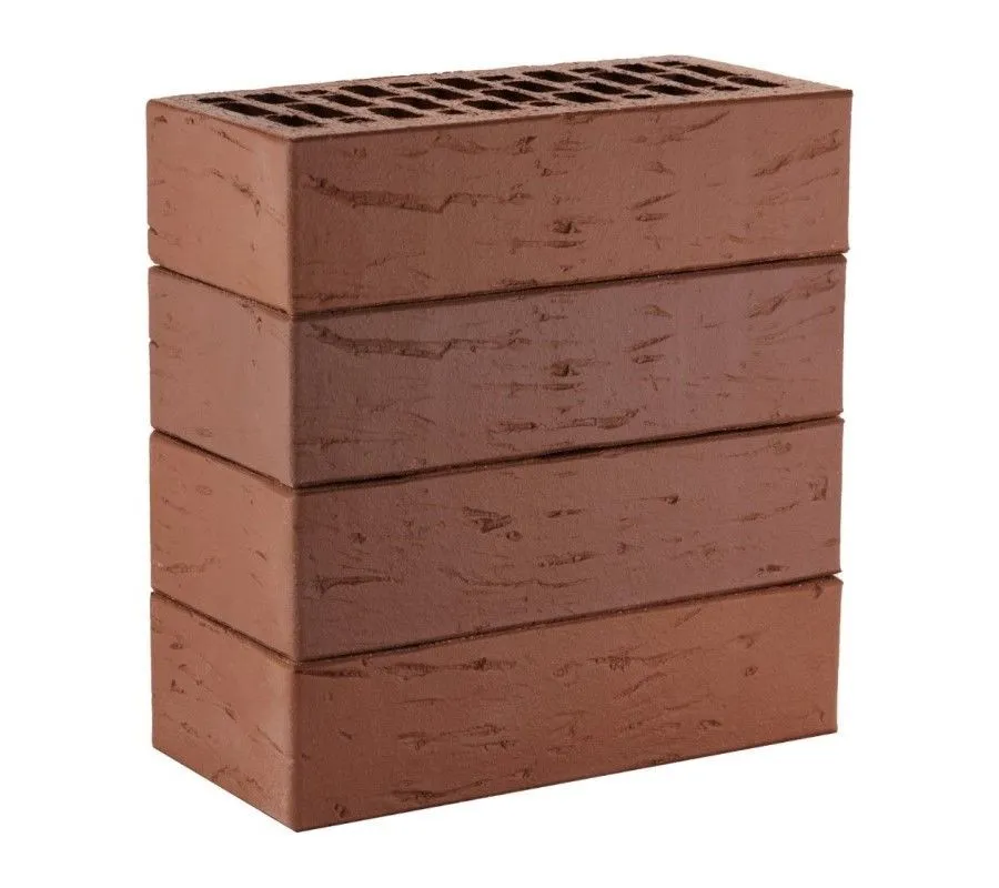 Кирпич облицовочный ЛСР коричневый рустик одинарный, 250х120х65 мм