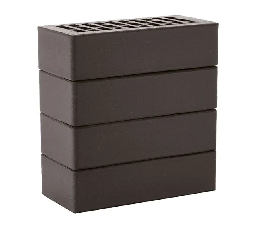 Кирпич облицовочный ЛСР графитовый гладкий одинарный, 250х120х65 мм