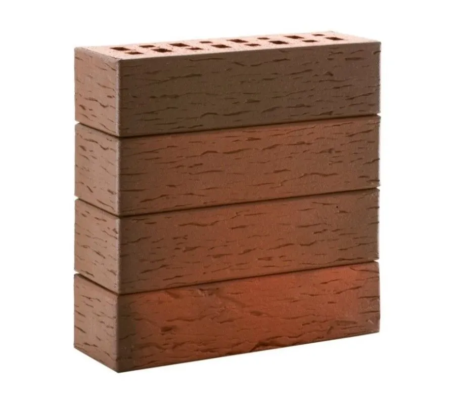 Кирпич клинкерный ЛСР красный флэш «Ноттингем» береста, 250х85х65 мм